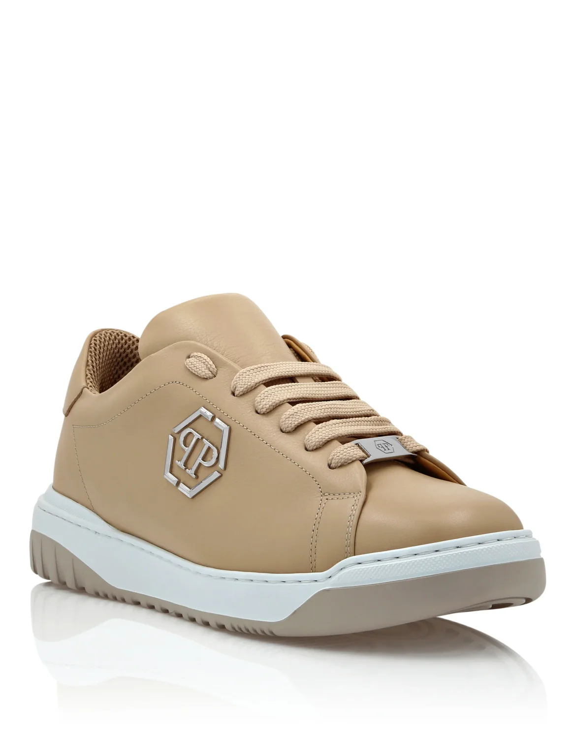 Leather Lo-Top Sneakers Skull&Bones, цвет: Бежевый