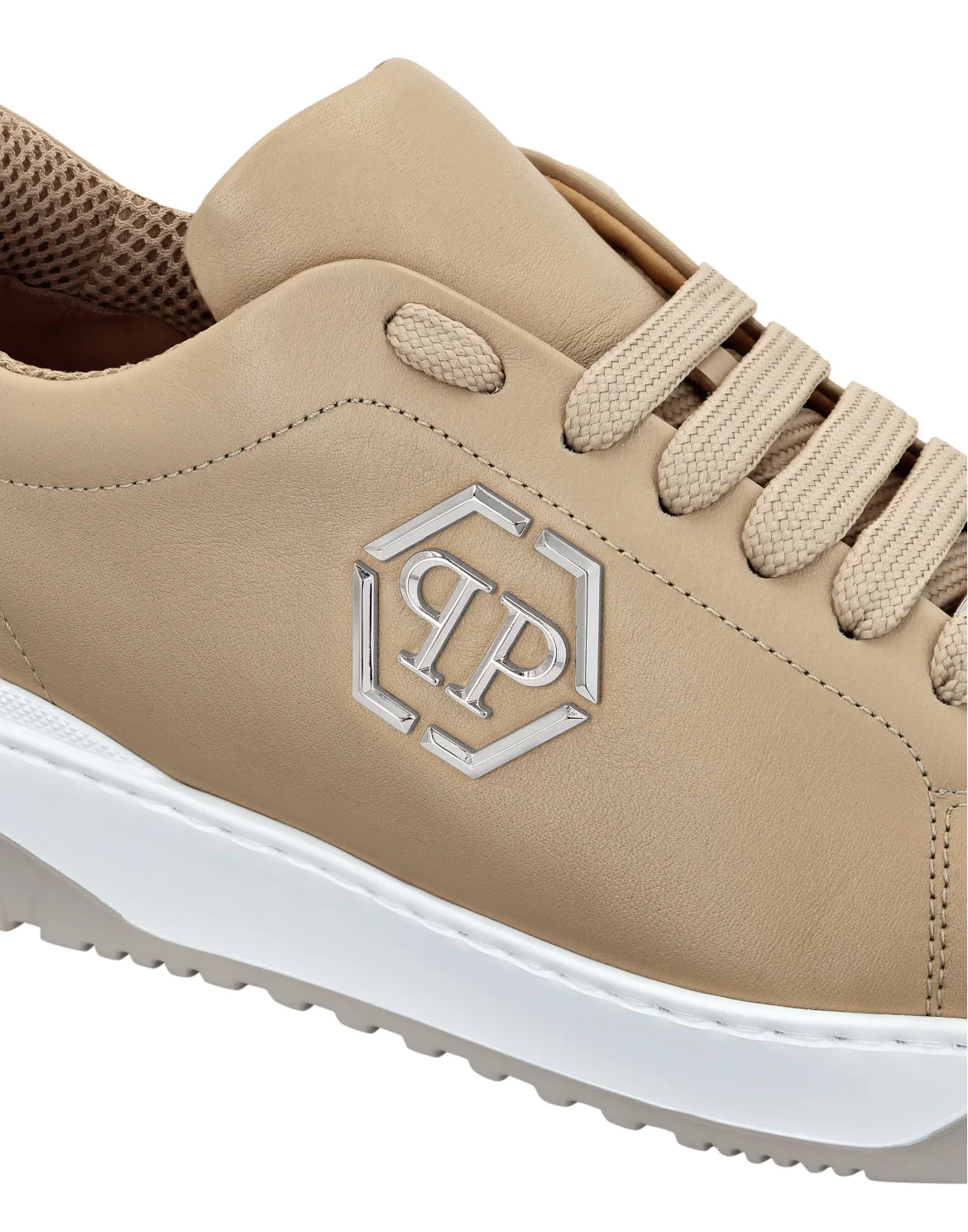 Leather Lo-Top Sneakers Skull&Bones, цвет: Бежевый