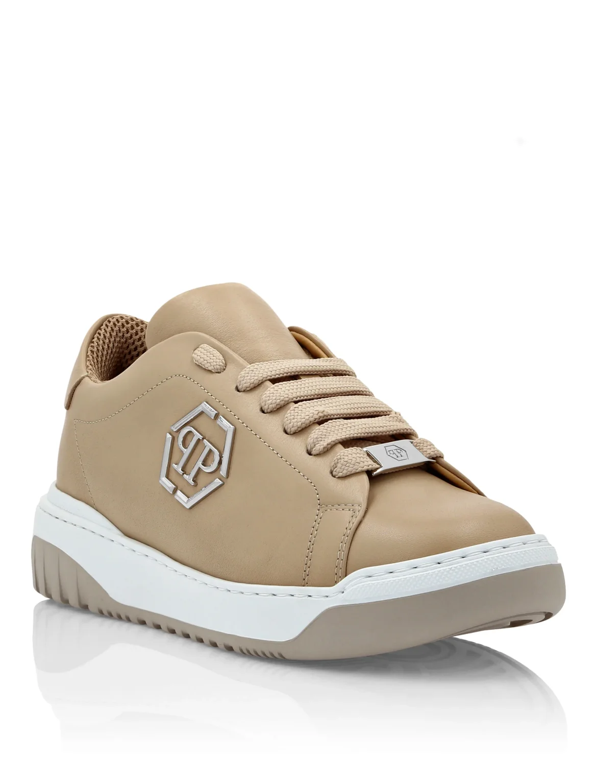 Leather Lo-Top Sneakers Skull&Bones, цвет: Бежевый