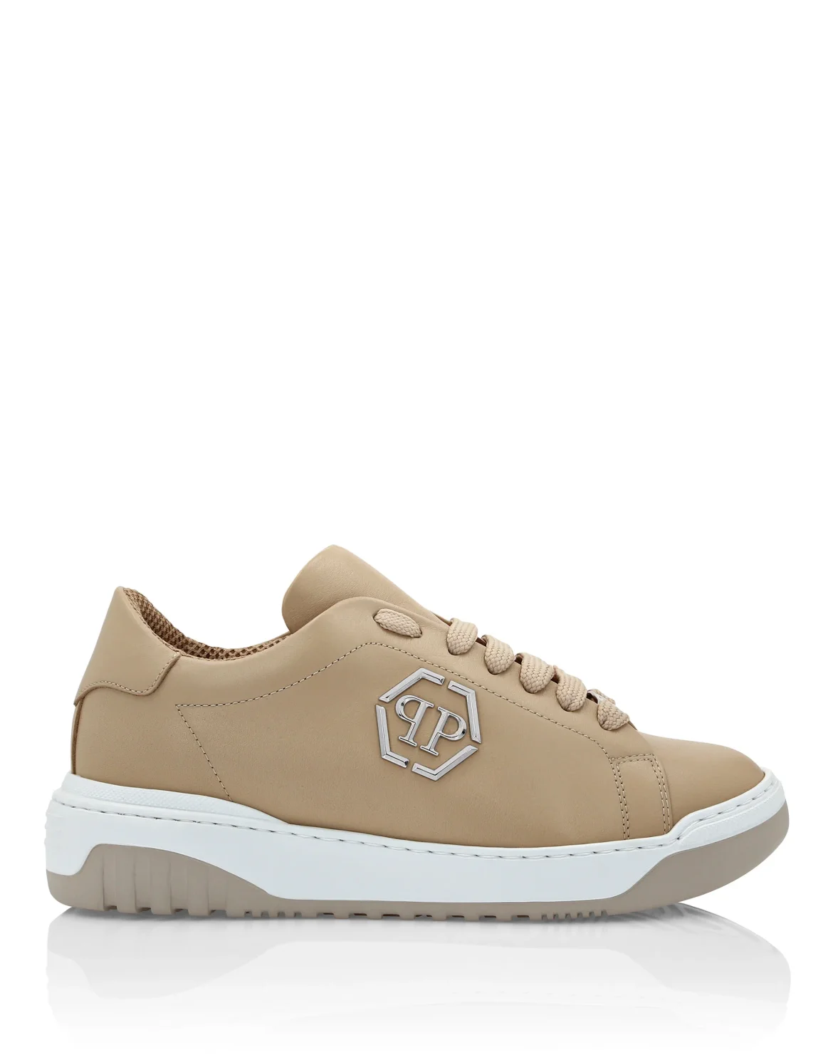 Leather Lo-Top Sneakers Skull&Bones, цвет: Бежевый