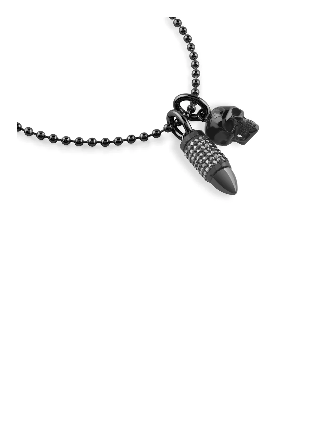 Stainless Steel Long Chain Necklace PP BULLET, цвет: Черный