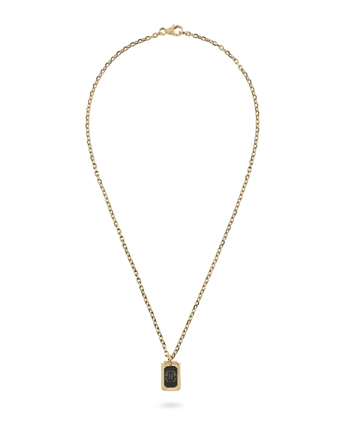 Yellow Gold Long Chain Necklace PLEIN TAG, цвет: Золотой