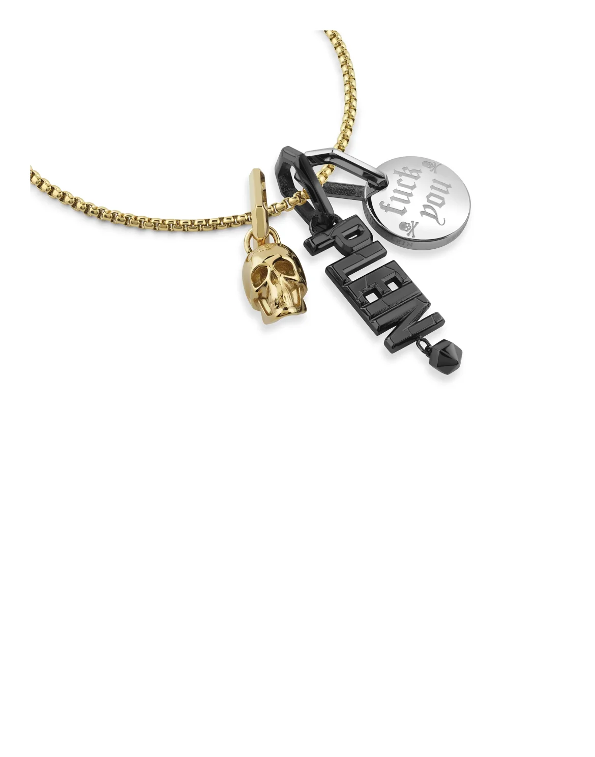 Stainless Steel Long Chain Necklace PLEIN VALENTINE, цвет: Золотой