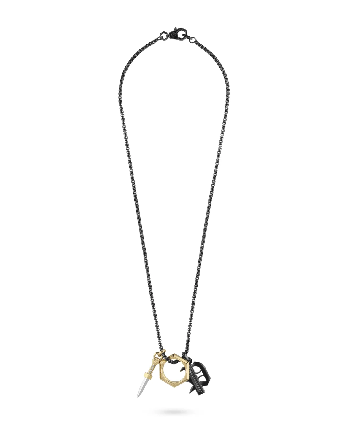 Stainless Steel Long Chain Necklace PLEIN VALENTINE, цвет: Черный