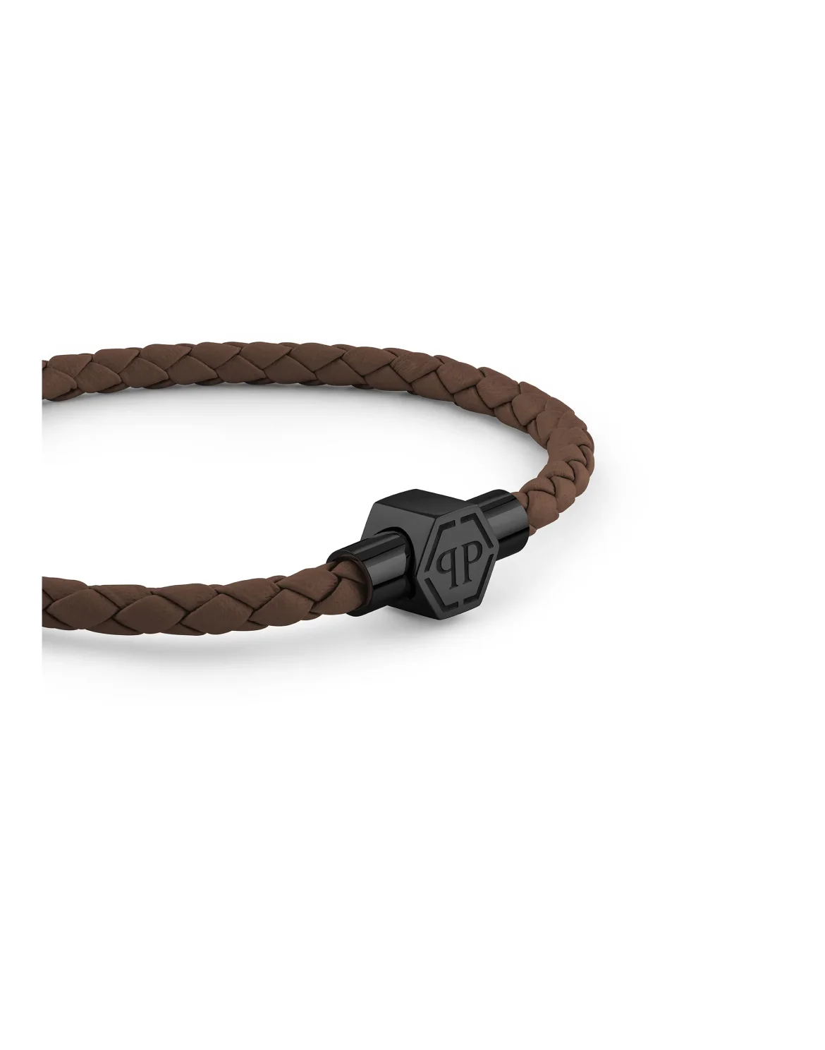 Leather Stainless Steel Bracelet PLEIN TAG, цвет: Коричневый