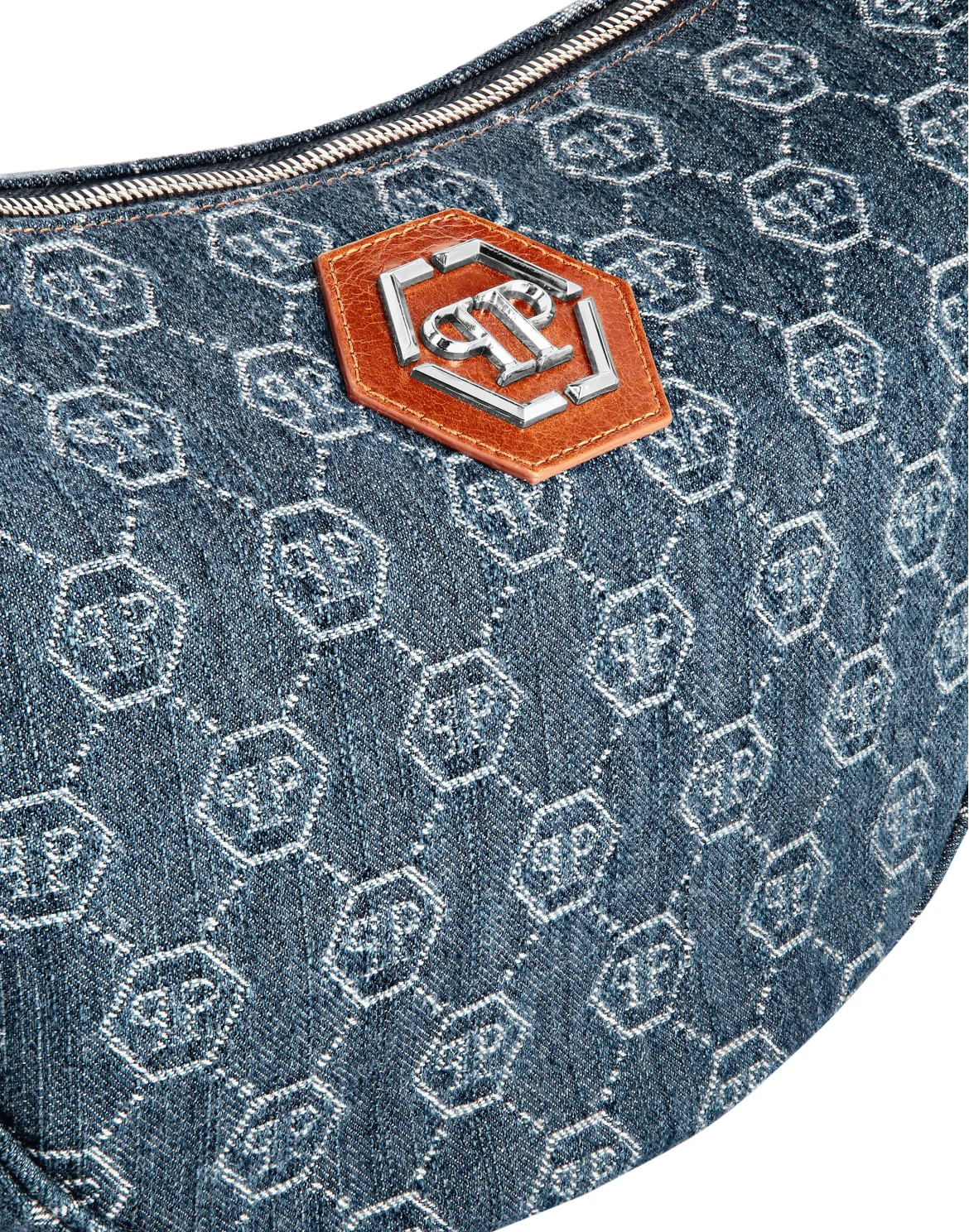 Denim Medium Shoulder Soft Bag Monogram, цвет: Синий