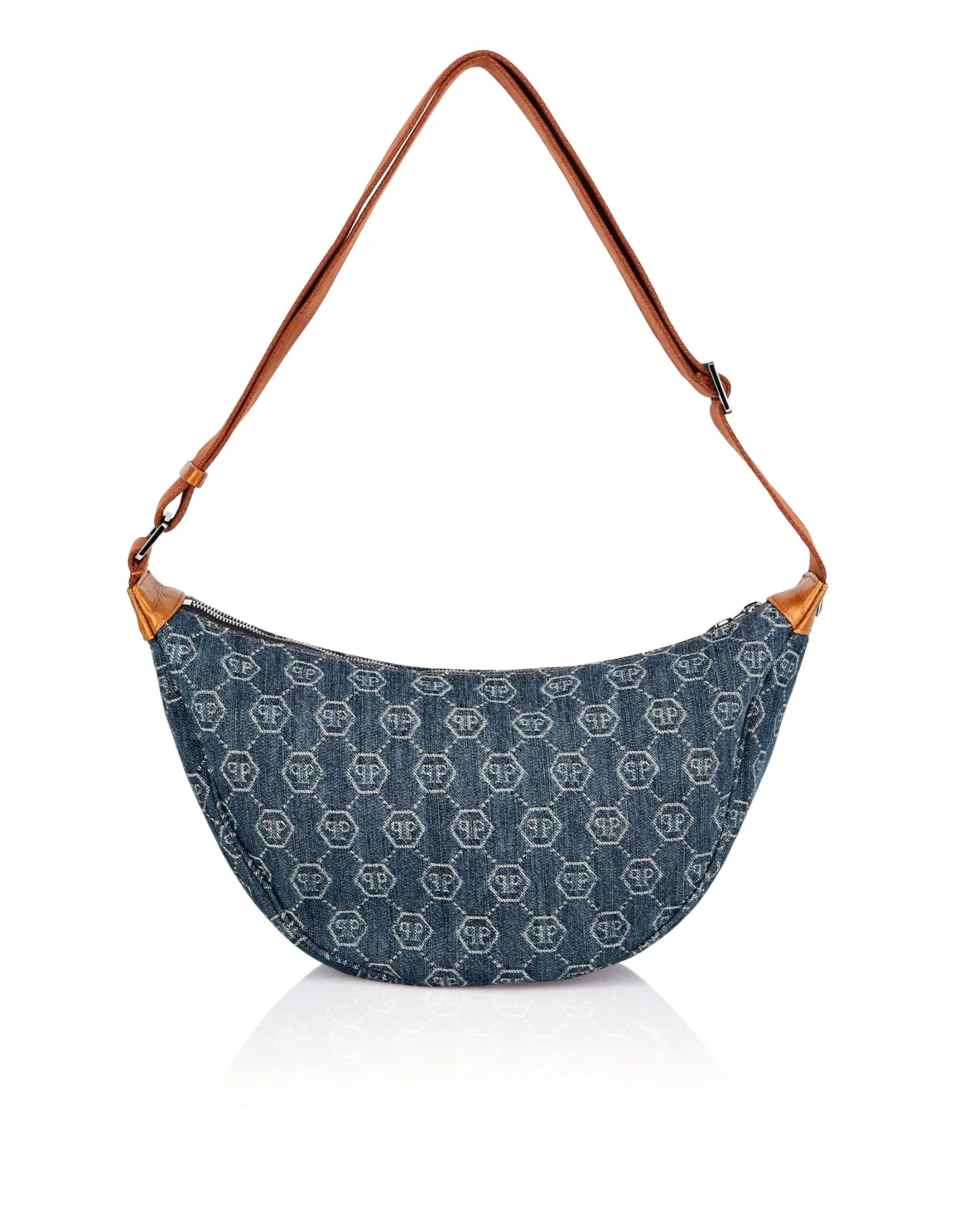 Denim Medium Shoulder Soft Bag Monogram, цвет: Синий