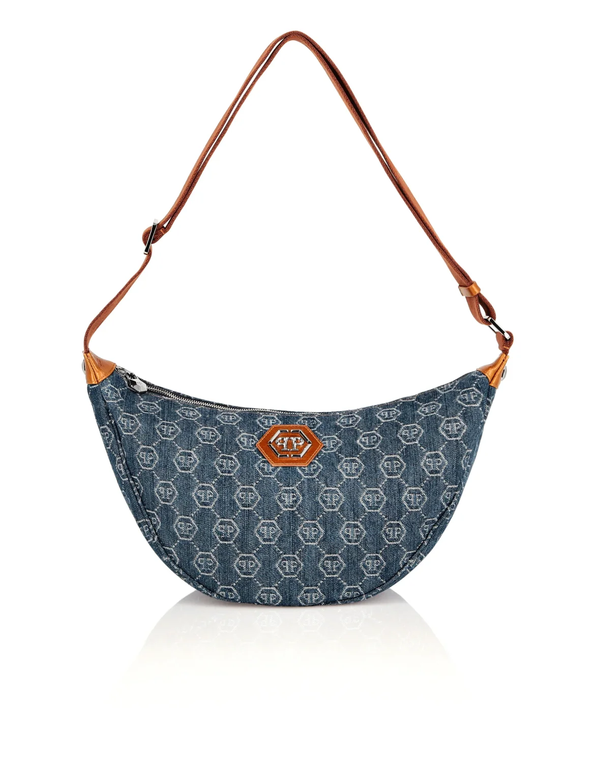 Denim Medium Shoulder Soft Bag Monogram, цвет: Синий