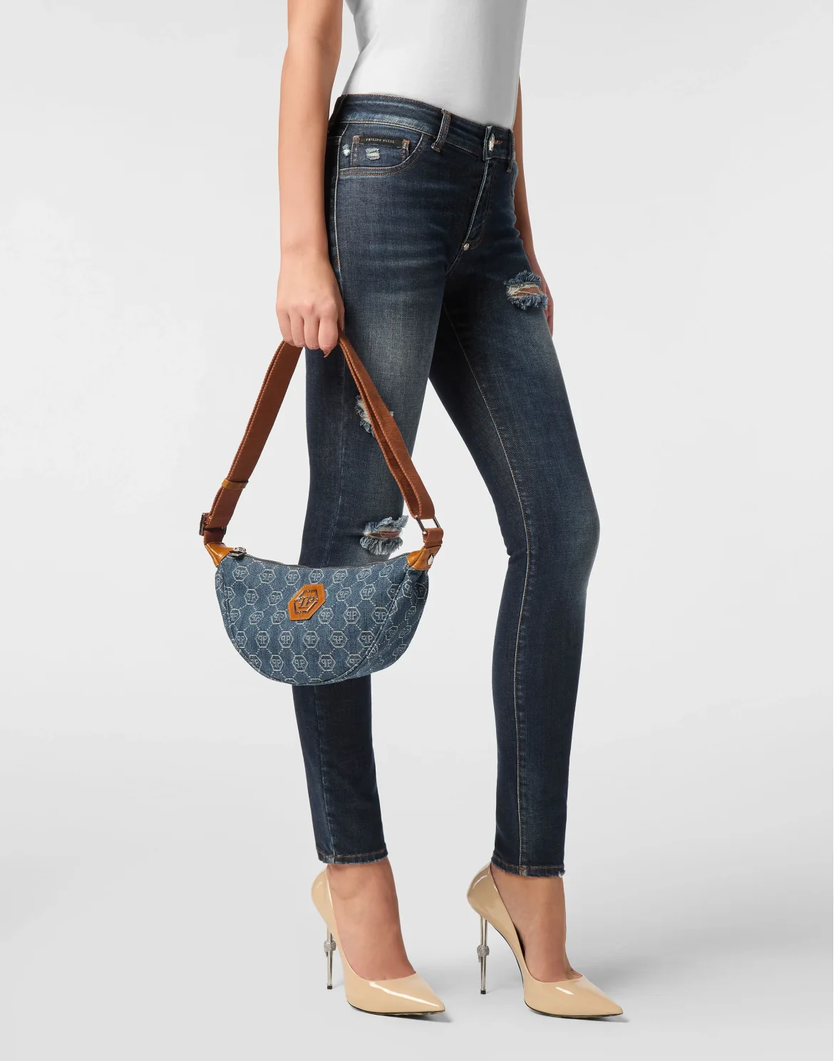 Denim Small Soft Bag Monogram, цвет: Синий