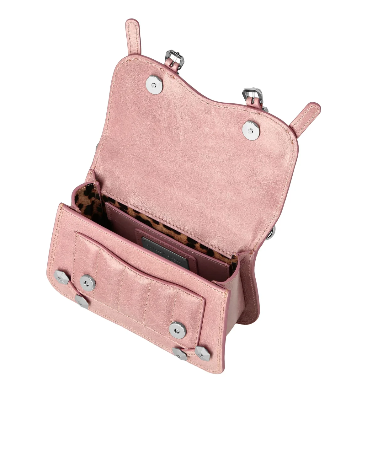 Shiny Crackle Leather Belt Handle Bag Small Hexagon, цвет: Бежевый