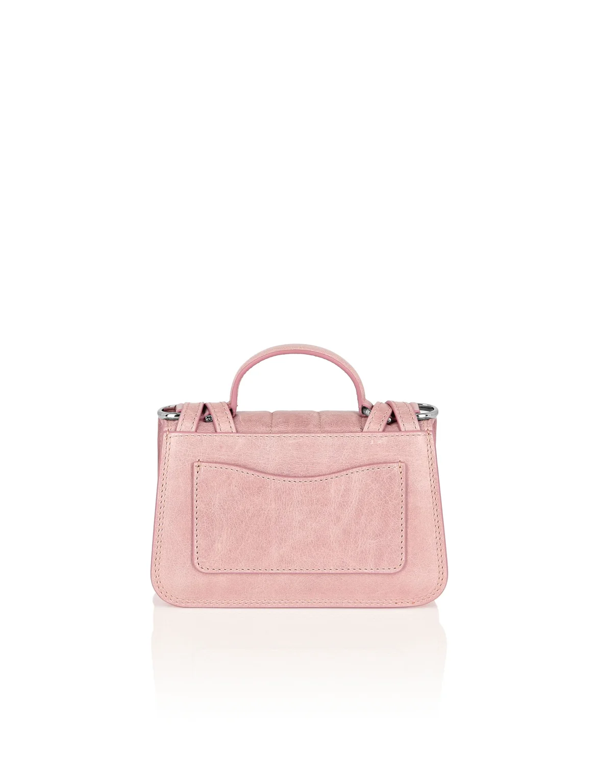 Shiny Crackle Leather Belt Handle Bag Small Hexagon, цвет: Бежевый