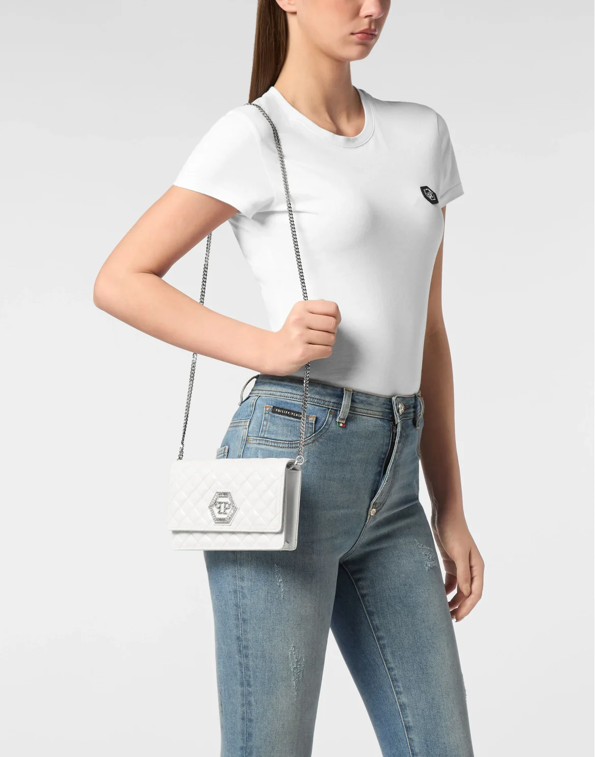 Nappa Leather Mini Shoulder Matelasse, цвет: Белый