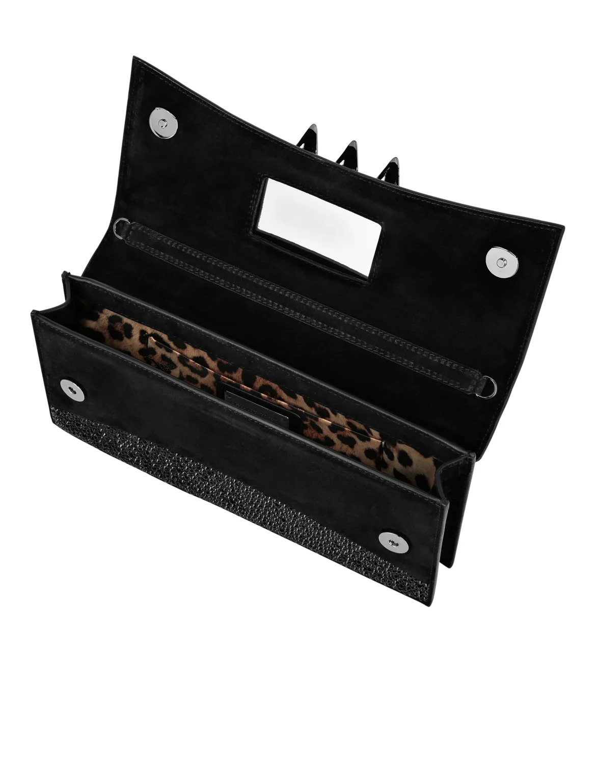 Suede Baguette Claw Clutch Mix Strass, цвет: Черный
