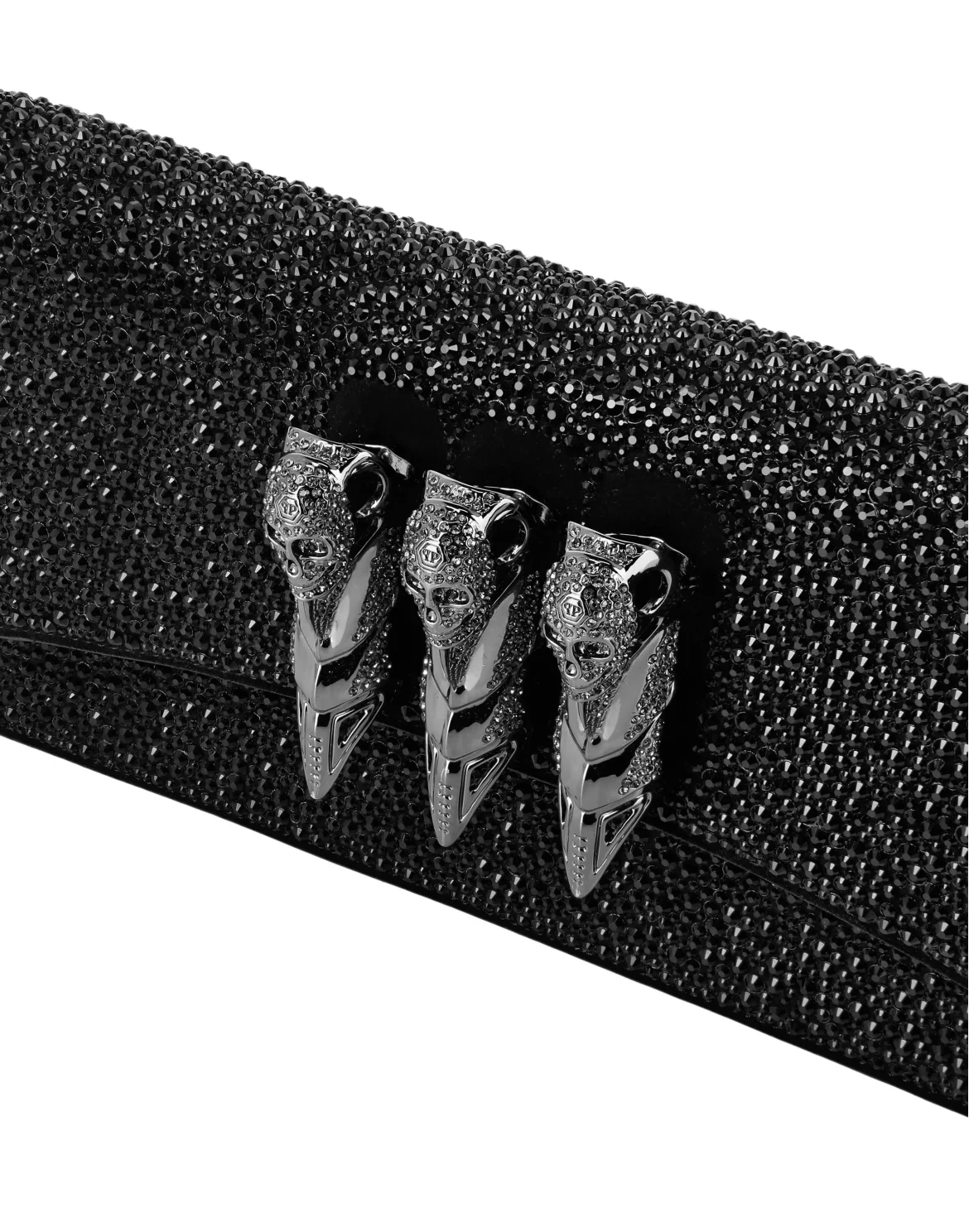 Suede Baguette Claw Clutch Mix Strass, цвет: Черный