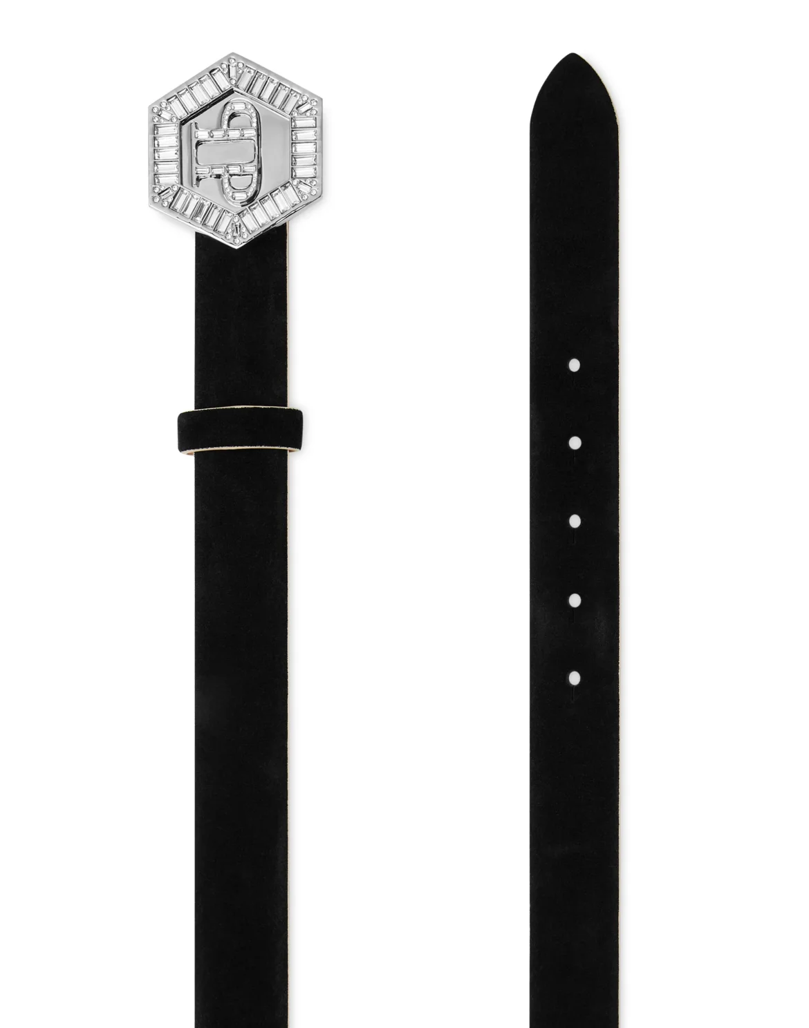 Saffiano Leather Belt Hexagon, цвет: Черный