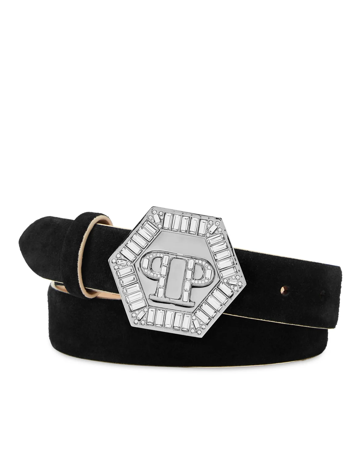 Saffiano Leather Belt Hexagon, цвет: Черный