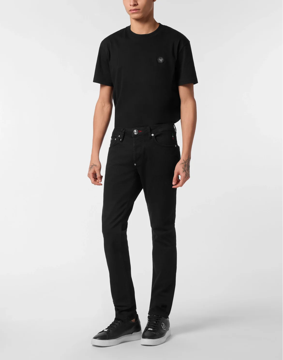 Denim Trousers Super Straight Cut Skulls, цвет: Черный