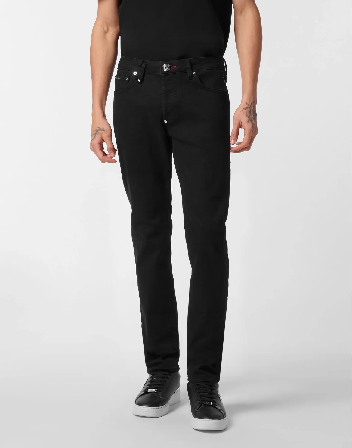 Denim Trousers Super Straight Cut Skulls, цвет: Черный