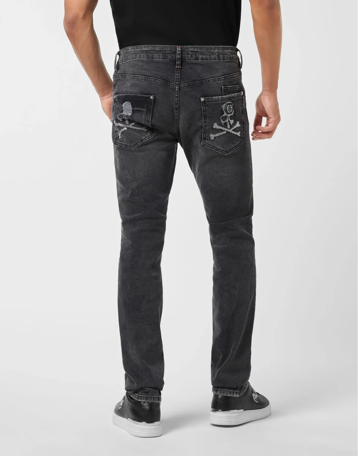 Denim Trousers Super Straight Cut Skulls, цвет: Серый
