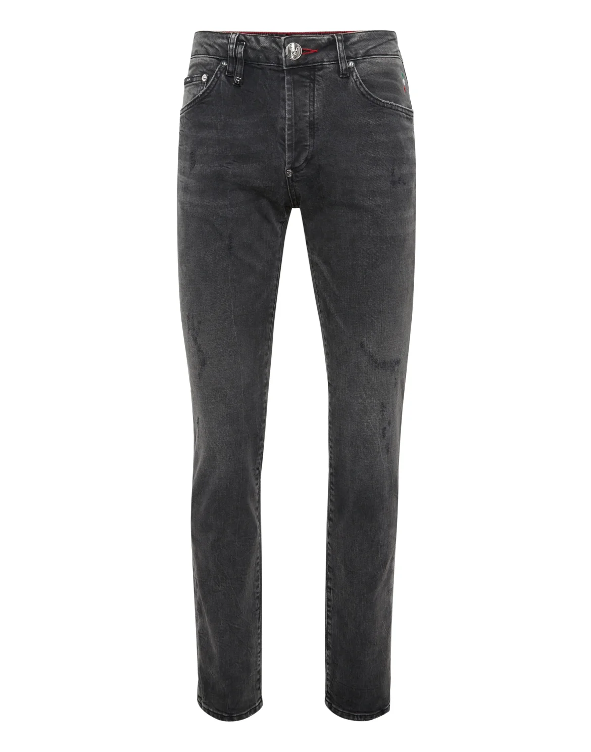 Denim Trousers Super Straight Cut Skulls, цвет: Серый