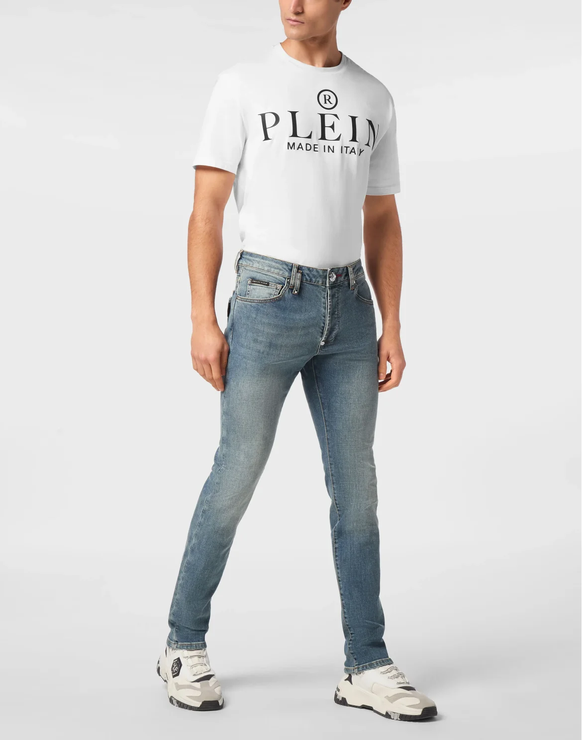 Denim Trousers Super Straight Cut Studs, цвет: Синий