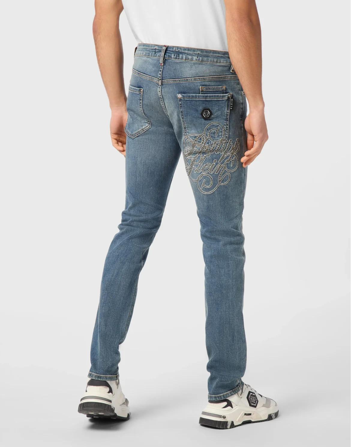 Denim Trousers Super Straight Cut Studs, цвет: Синий