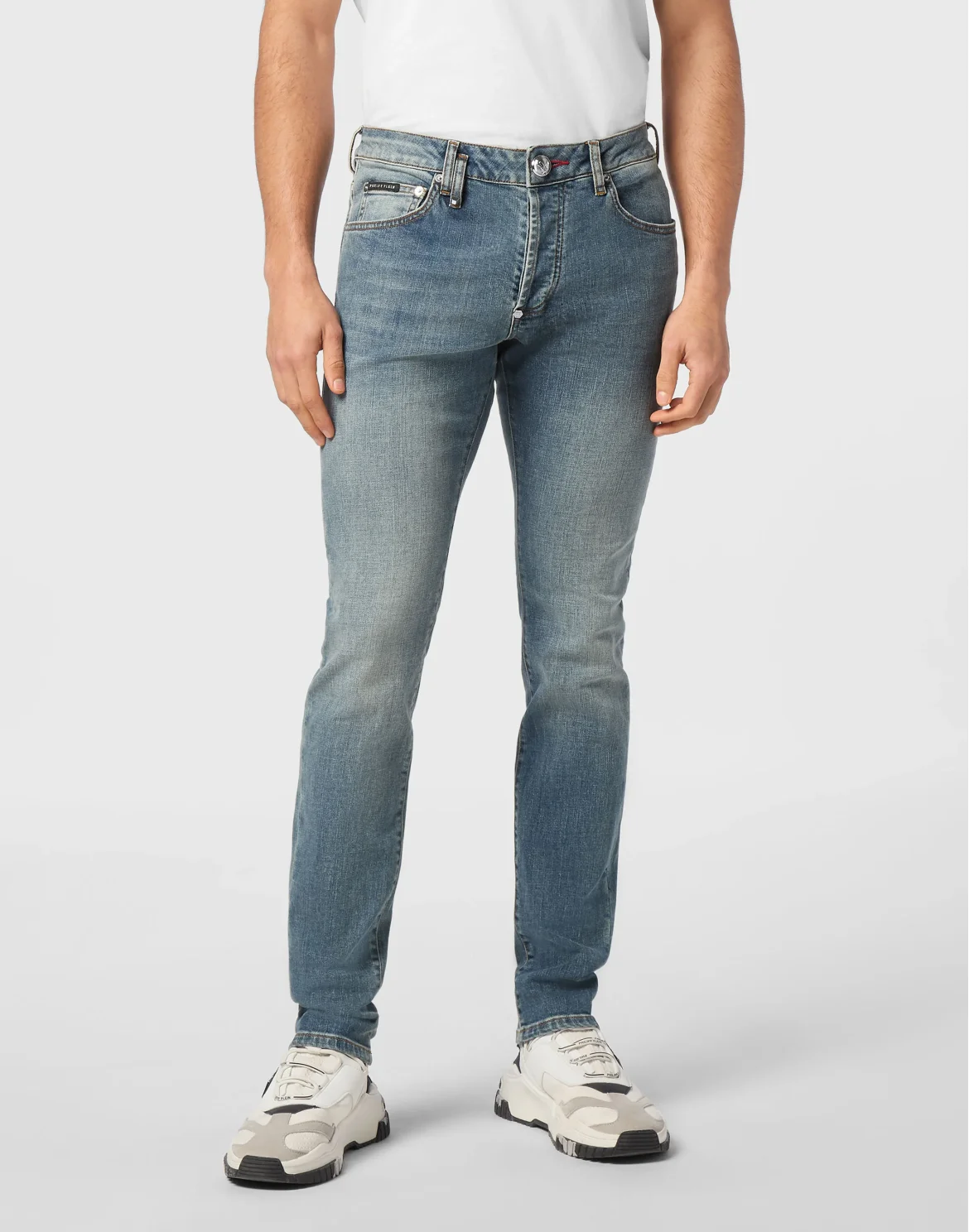Denim Trousers Super Straight Cut Studs, цвет: Синий