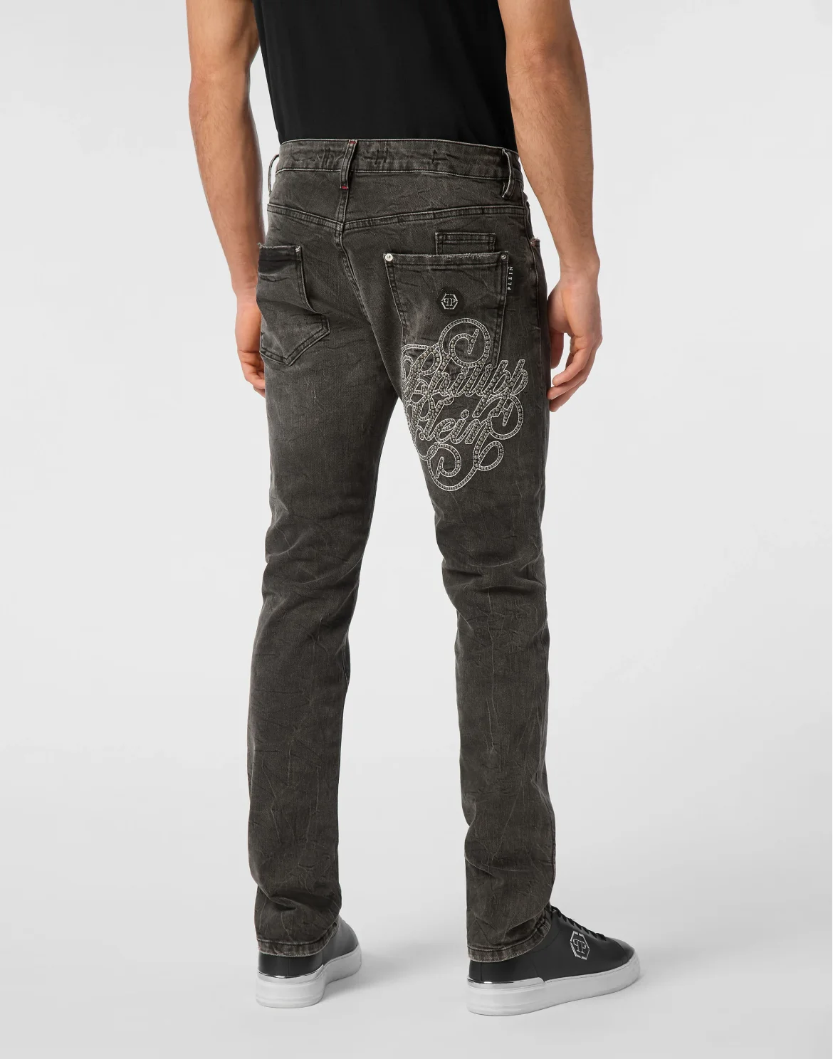 Denim Trousers Super Straight Cut Studs, цвет: Серый