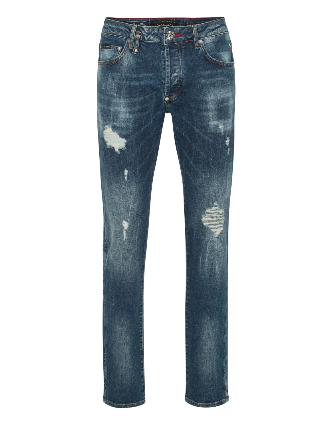 Denim Trousers Super Straight Cut Studs, цвет: Голубой
