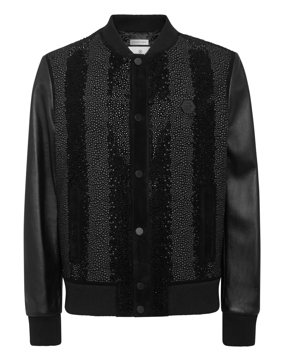 Suede Bomber Jacket LS Strass, цвет: Черный