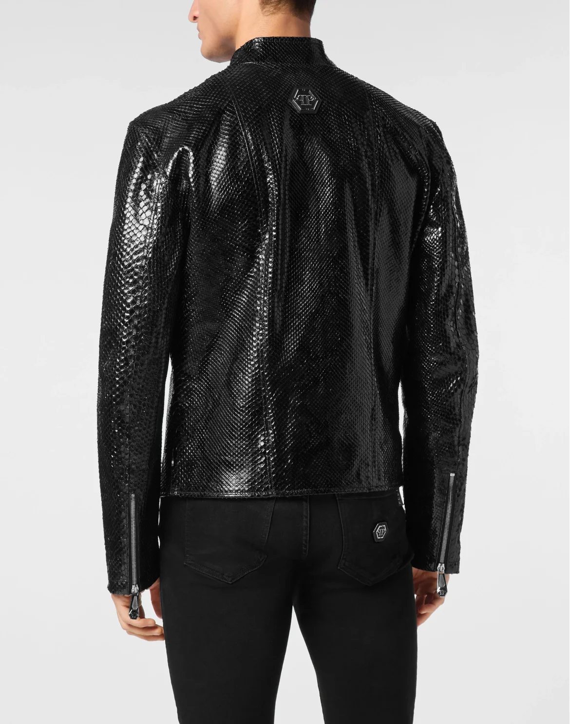 Python Leather Moto Jacket LS, цвет: Черный