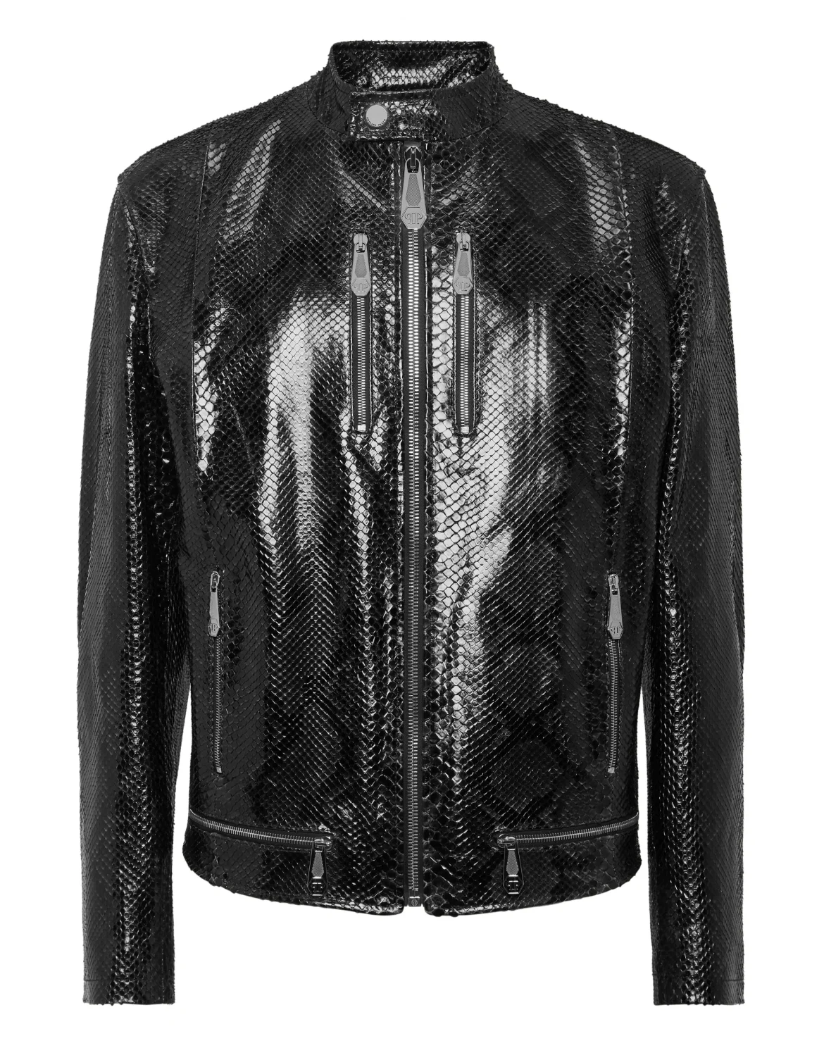 Python Leather Moto Jacket LS, цвет: Черный