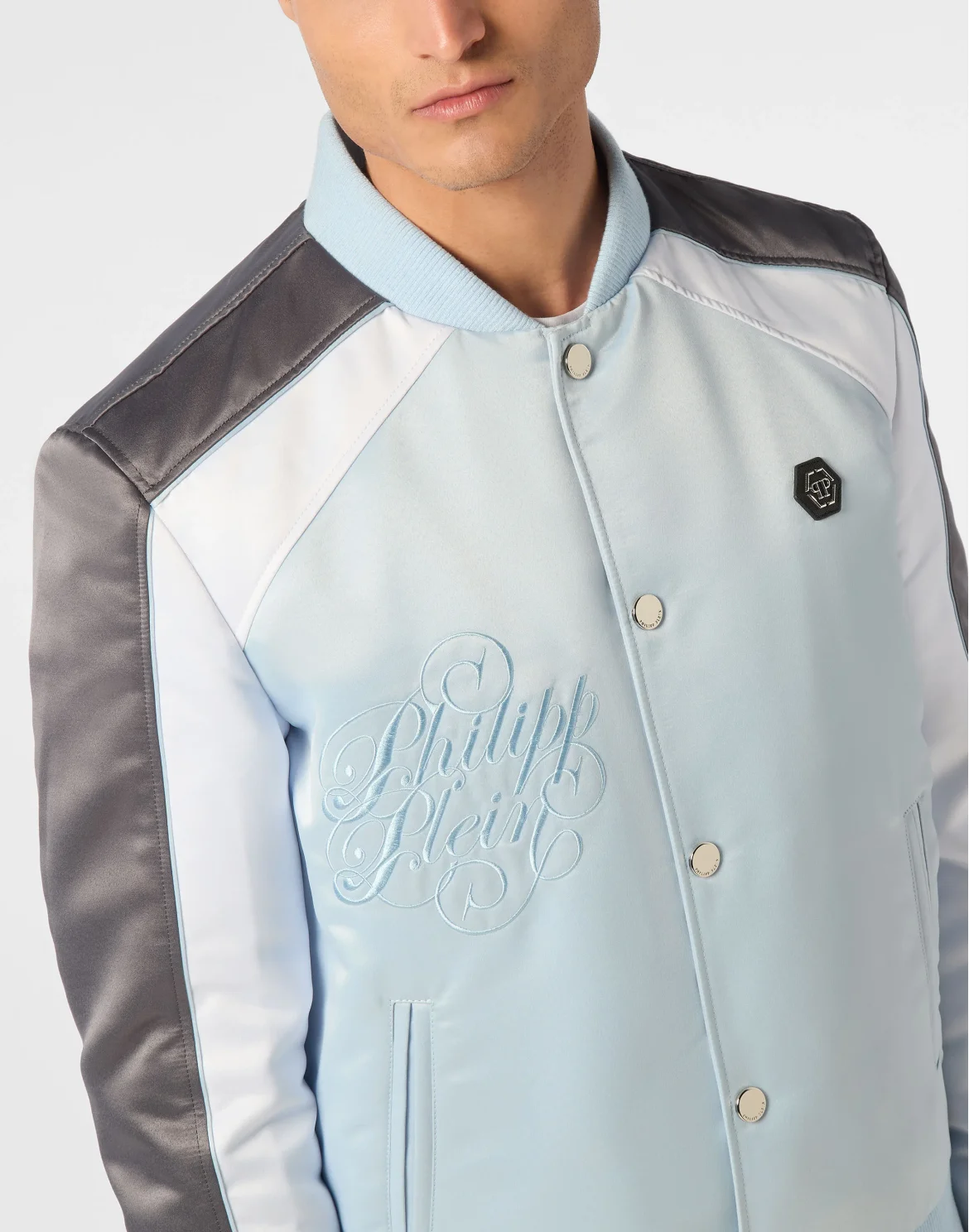 Satin Bomber Jacket Logo, цвет: Голубой