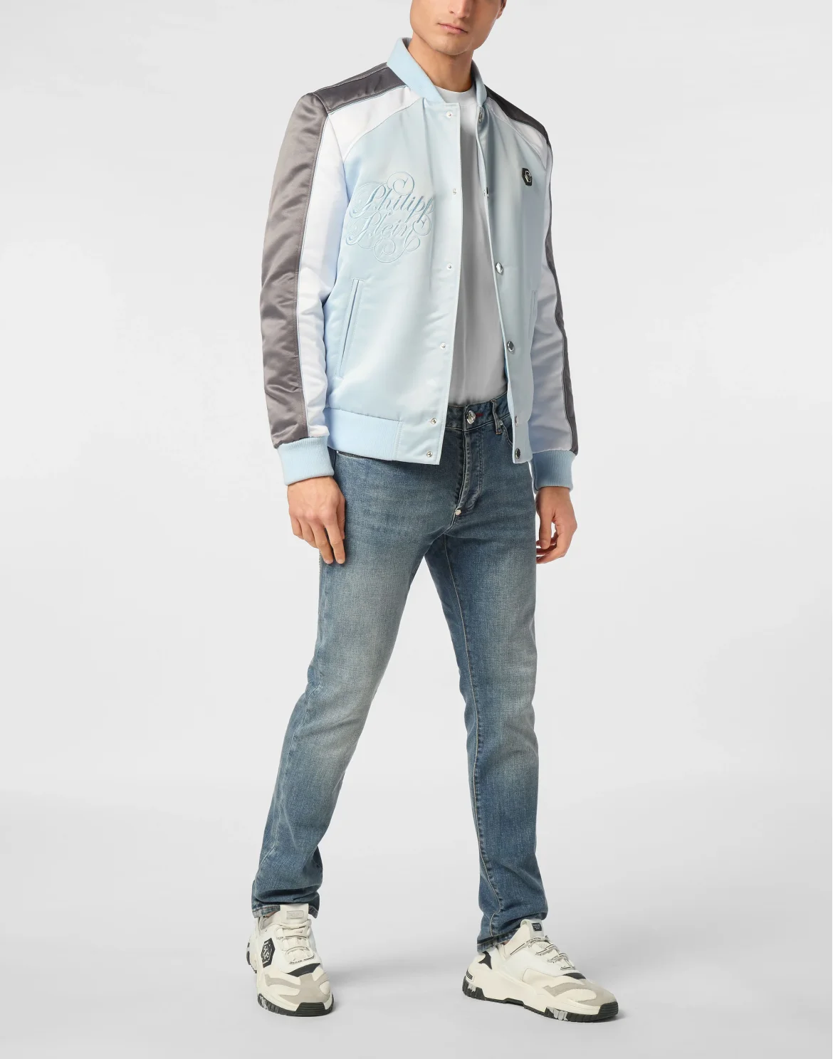 Satin Bomber Jacket Logo, цвет: Голубой