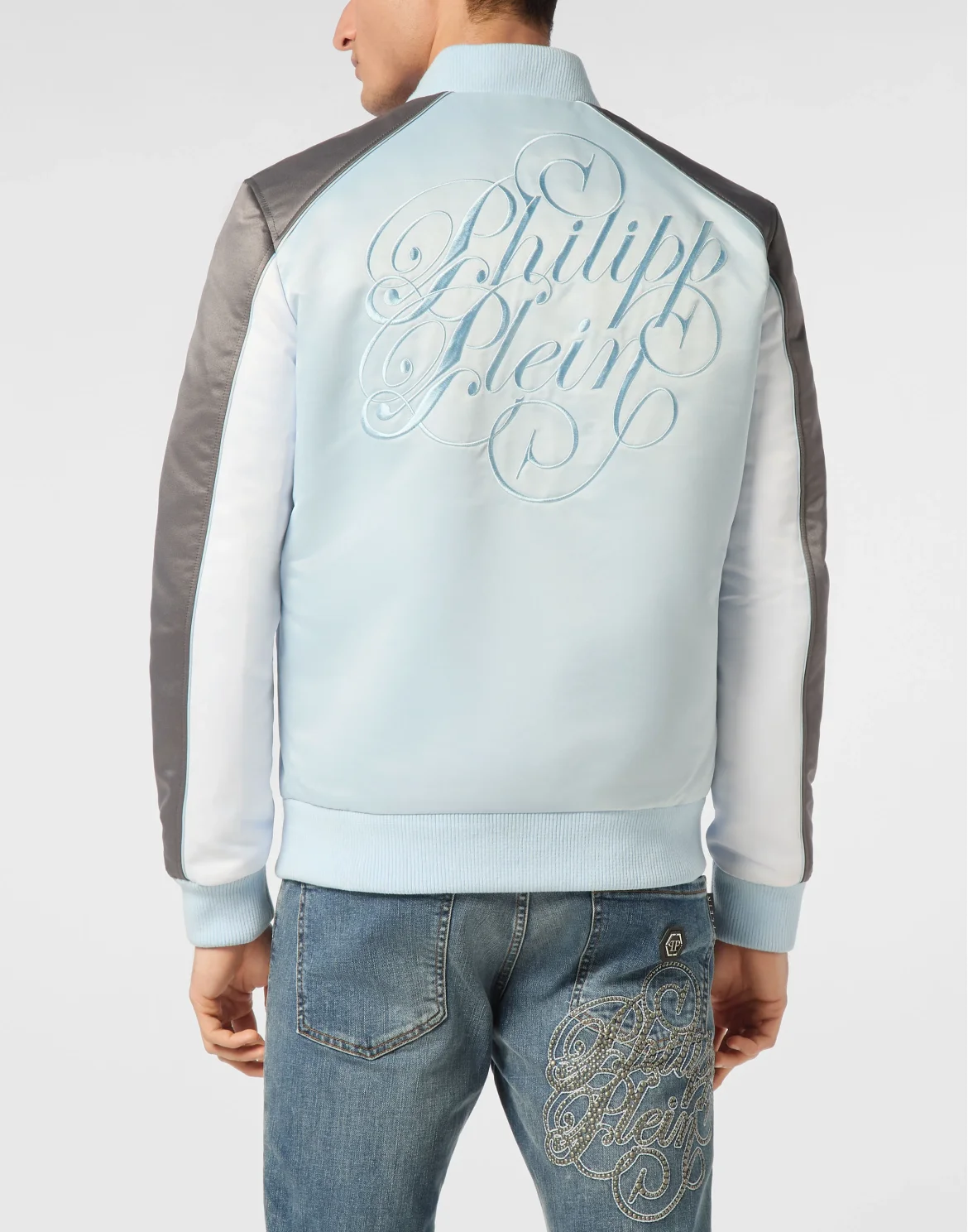 Satin Bomber Jacket Logo, цвет: Голубой