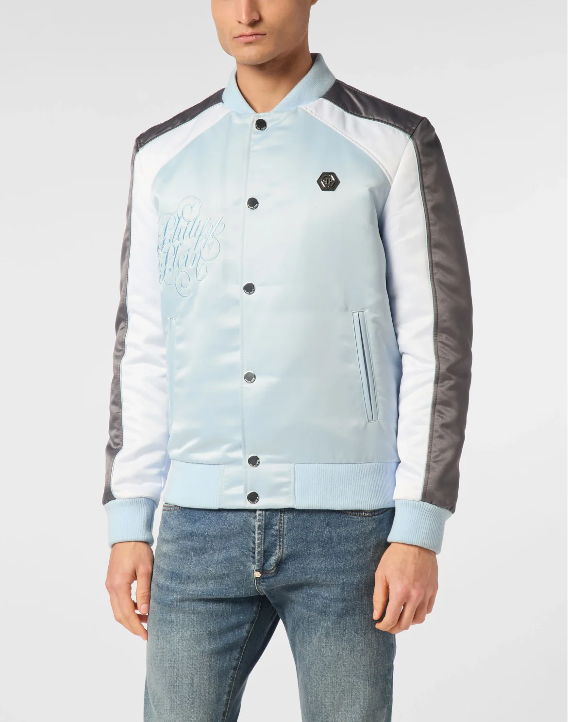 Satin Bomber Jacket Logo, цвет: Голубой