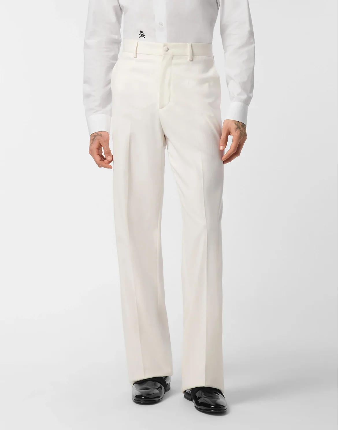 Wool Wide Leg Trousers, цвет: Белый