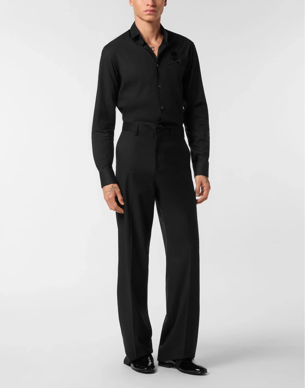 Wool Wide Leg Trousers, цвет: Черный