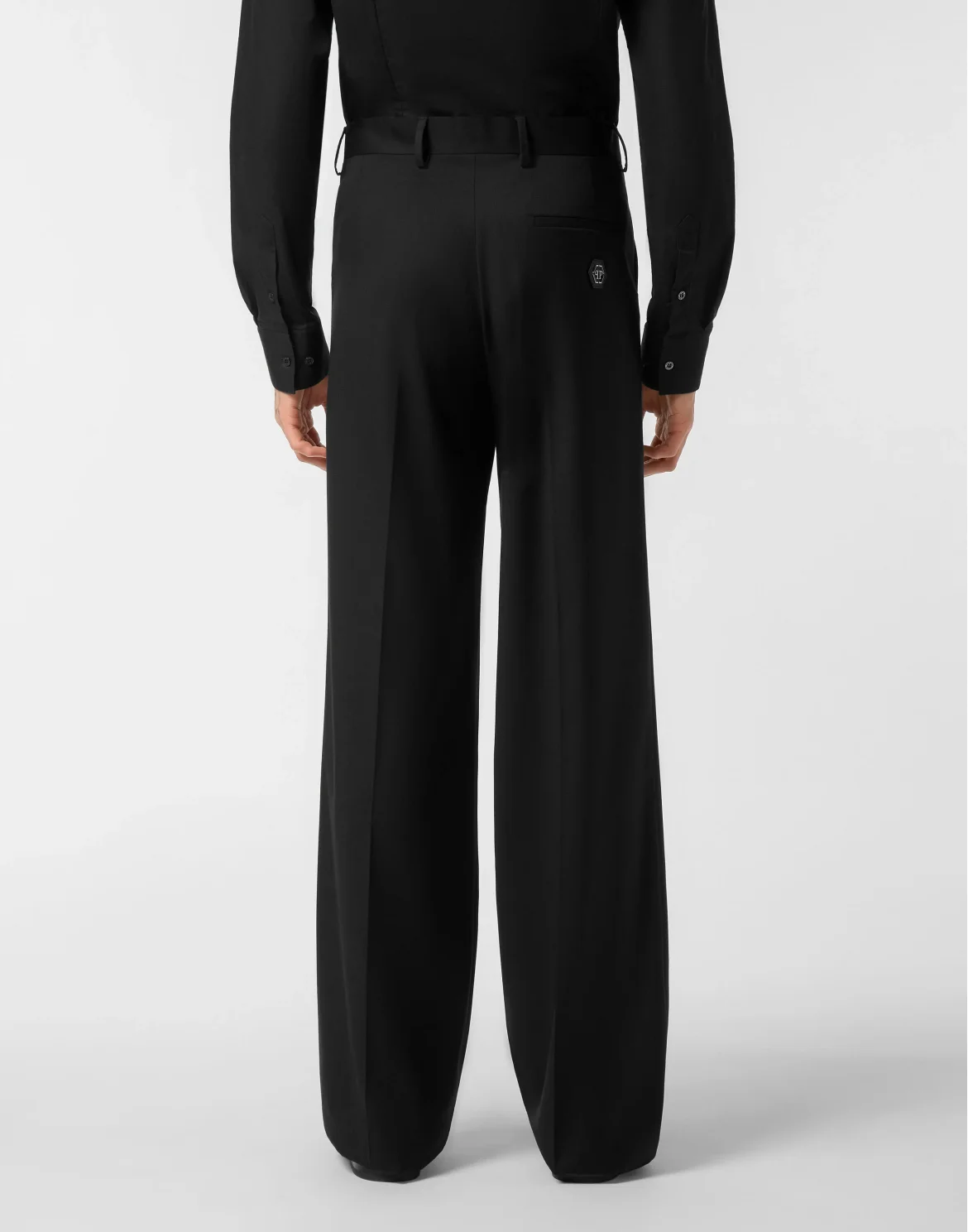 Wool Wide Leg Trousers, цвет: Черный