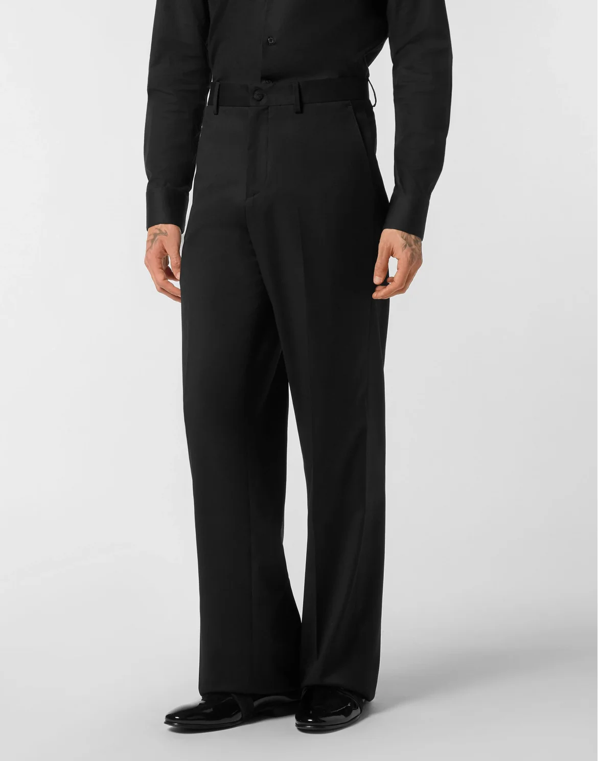 Wool Wide Leg Trousers, цвет: Черный