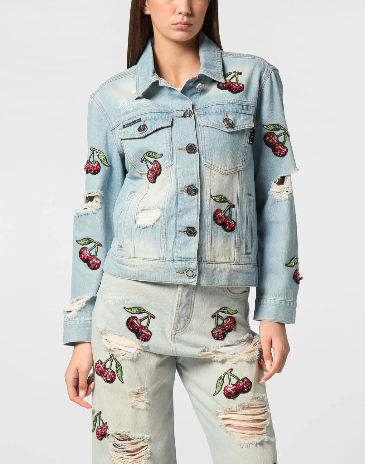 Denim Regular Jacket Cherries Destroyed, цвет: Голубой