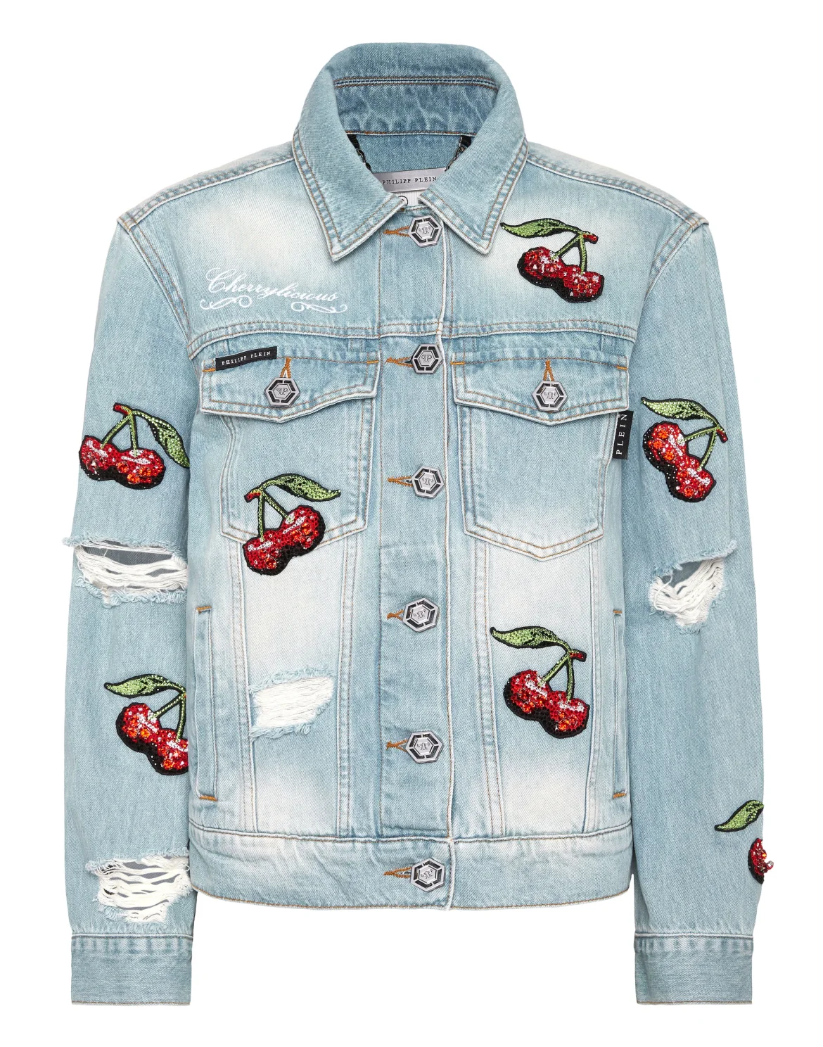 Denim Regular Jacket Cherries Destroyed, цвет: Голубой