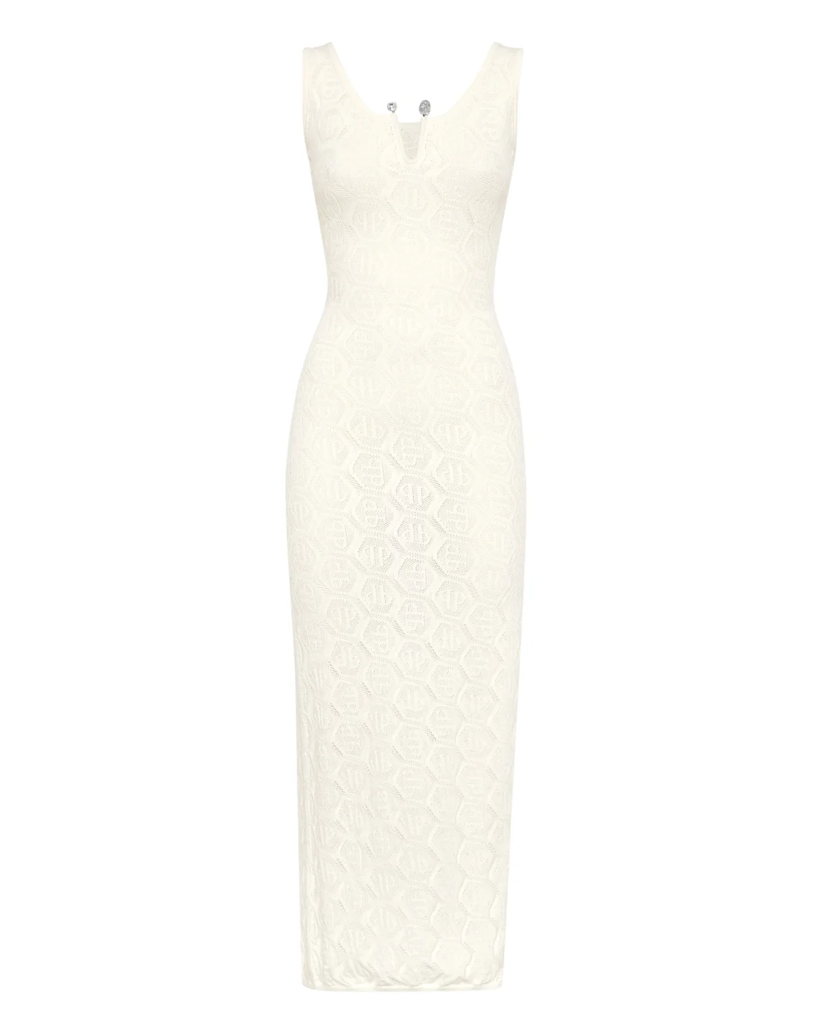 Viscose Long Dress Monogram, цвет: Белый