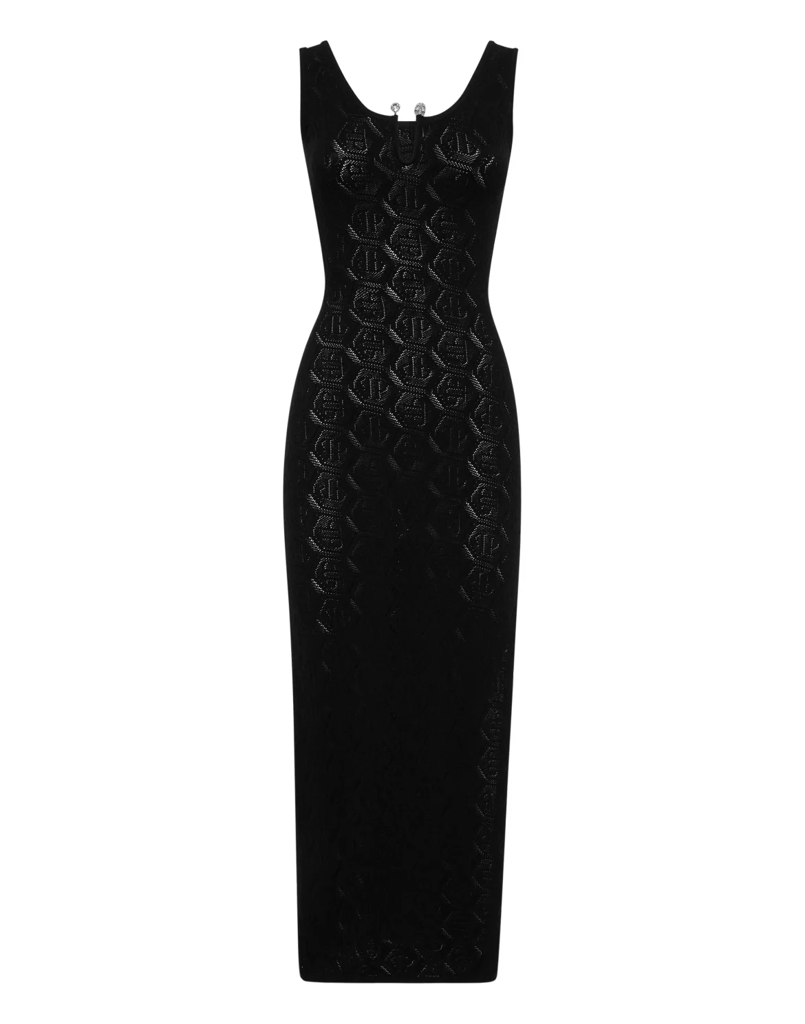 Viscose Long Dress Monogram, цвет: Черный