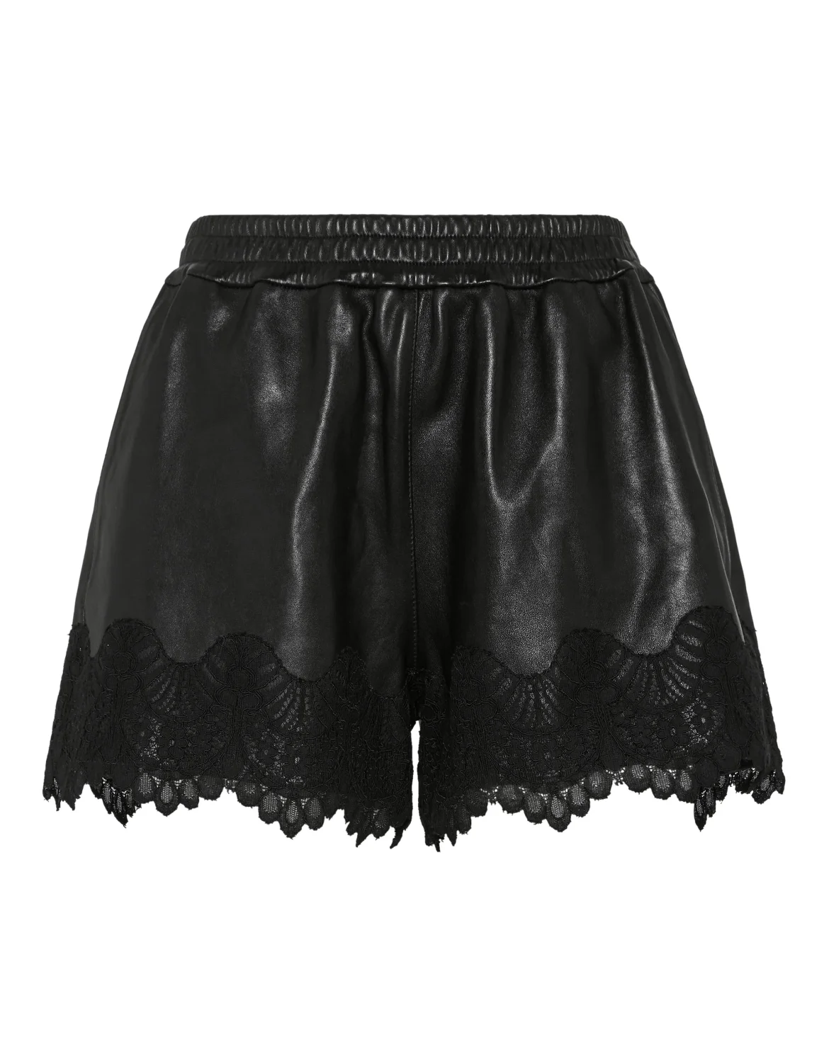 Lace Leather Multicutting Leather Shorts, цвет: Черный