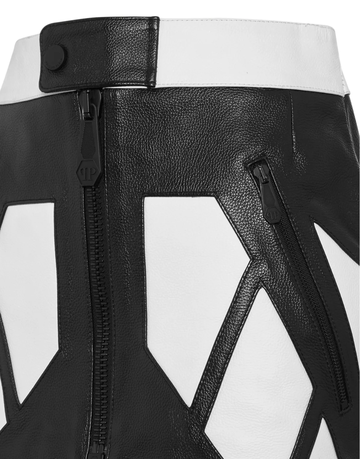 Leather  Moto Biker Mini Skirt, цвет: Черный