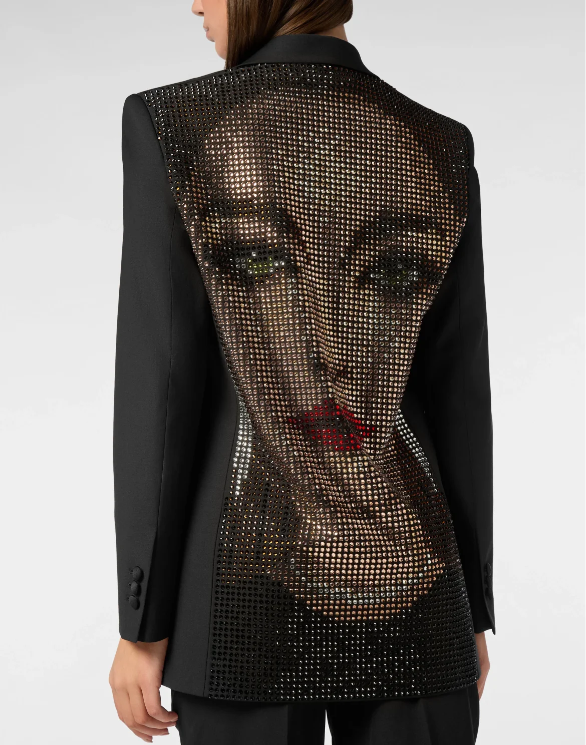 Wool Blazer Boyfriend Fit Face Strass, цвет: Черный