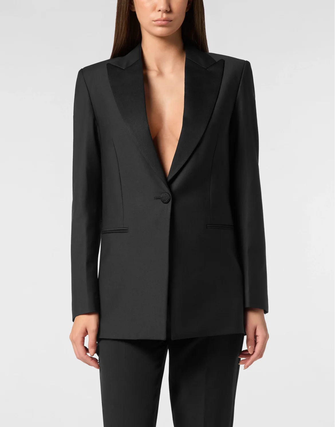 Wool Blazer Boyfriend Fit Face Strass, цвет: Черный