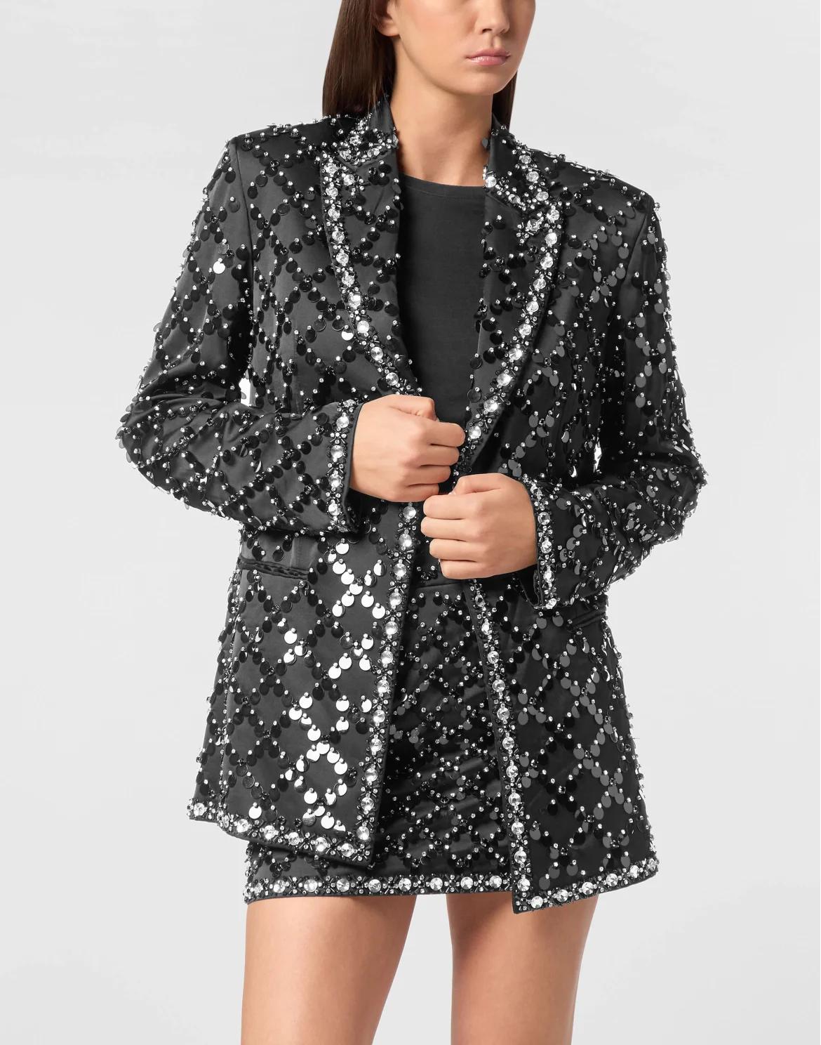 Blazer Boyfriend Fit Plein Paillettes, цвет: Черный