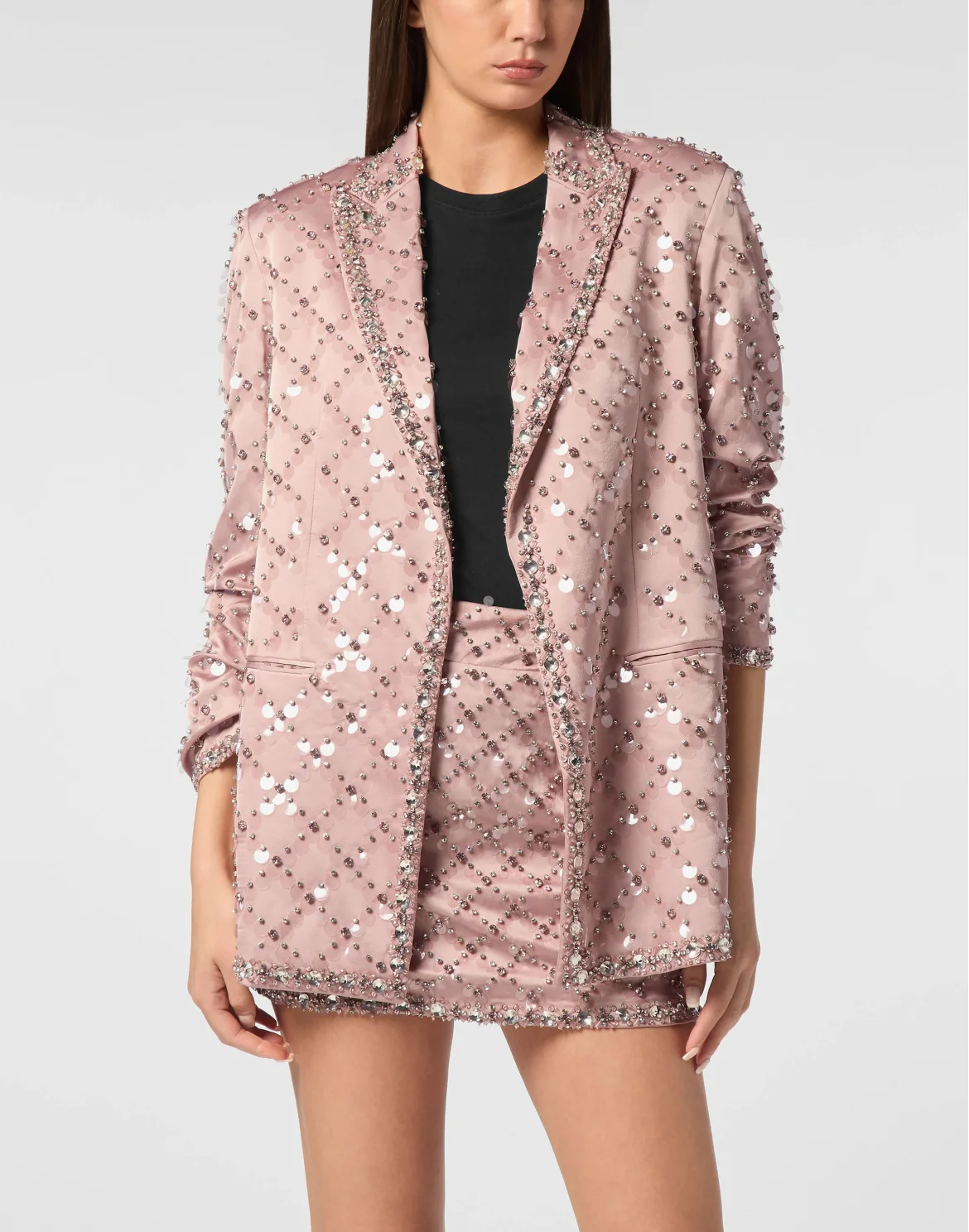 Blazer Boyfriend Fit Plein Paillettes, цвет: Бежевый